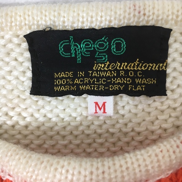 Vintage sweater knit vest top chevron red/yellow M - Picture 6 of 6